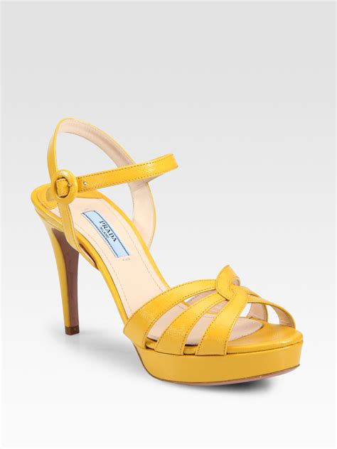 prada yellow sandals|prada diagram platform sandal.